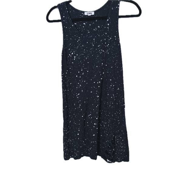 LNA Black Paint Splatter Mini Tank Dress XS Grungecore Streetwear Punk Edgy Fall - Picture 2 of 7